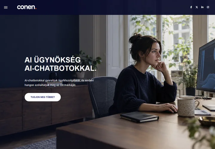 Mesterséges intelligencia alapú chatbot és ügynökségi portfólió – a sablon nyitóoldala