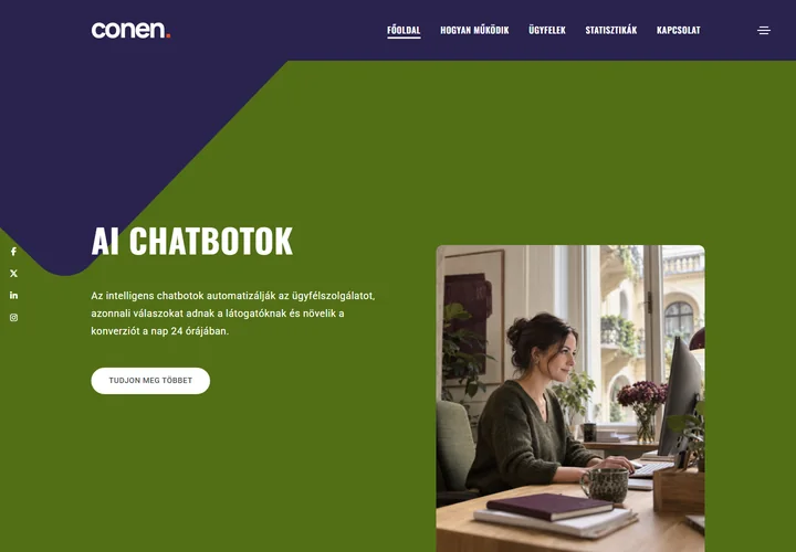 AI-alapú chatbot integrációs és automatizációs platform – a sablon nyitóoldala