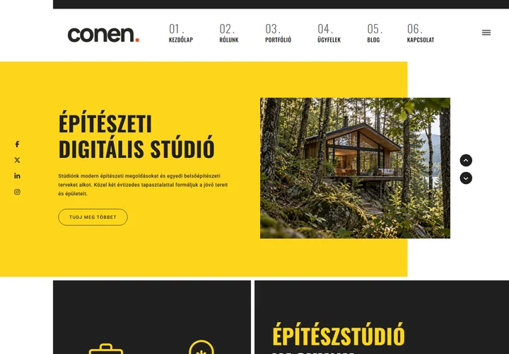Modern építészeti és tervezőirodai portfólió – a sablon nyitóoldala