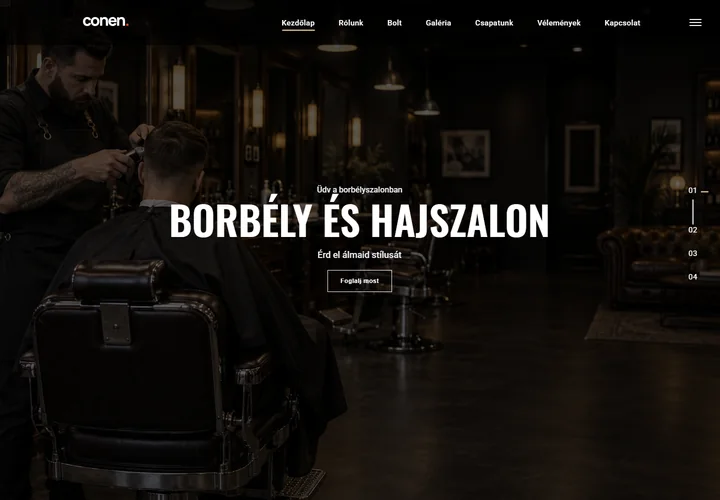 Klasszikus és modern férfi fodrászat és borbély szalon – a sablon nyitóoldala