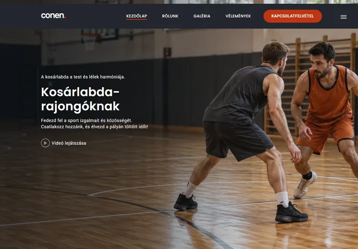 Kosárlabda közösségi és sportegyesületi oldal – a sablon nyitóoldala