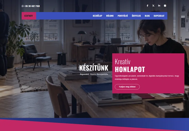 Kreatív digitális ügynökség és webfejlesztő stúdió – a sablon nyitóoldala