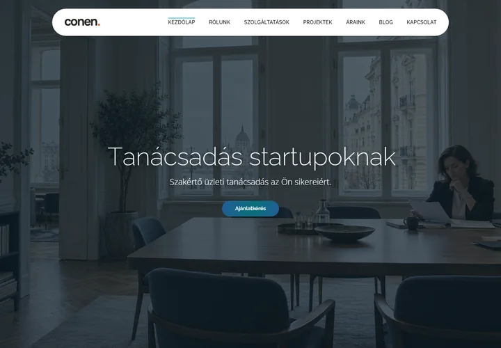 Startup tanácsadó és üzletfejlesztő cég bemutatkozása – a sablon nyitóoldala