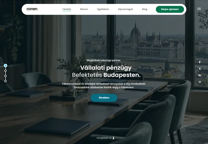 Pénzügyi tanácsadás és befektetés-tervezés – a sablon nyitóoldala