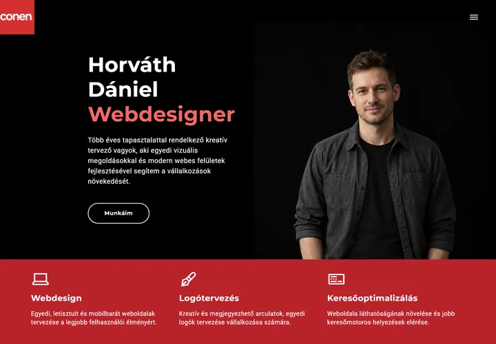 Egyéni webtervező és keresőoptimalizáló portfólió – a sablon nyitóoldala