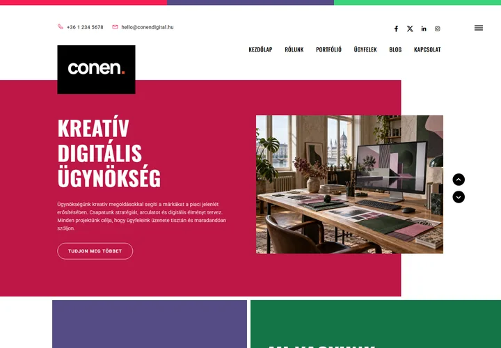 Innovatív digitális startup és webdizájn stúdió – a sablon nyitóoldala