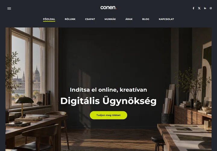 Kreatív digitális ügynökség és startup portfólió – a sablon nyitóoldala