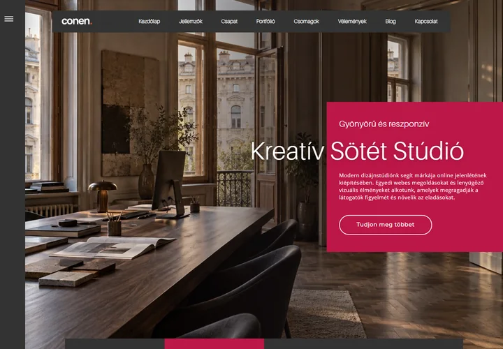 Sötét dizájnú webfejlesztő és digitális marketing stúdió – a sablon nyitóoldala