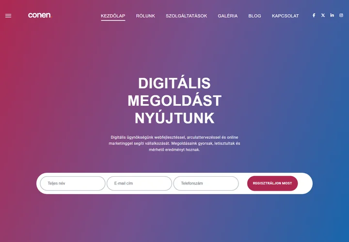 Integrált digitális szolgáltatások és webfejlesztési ügynökség – a sablon nyitóoldala