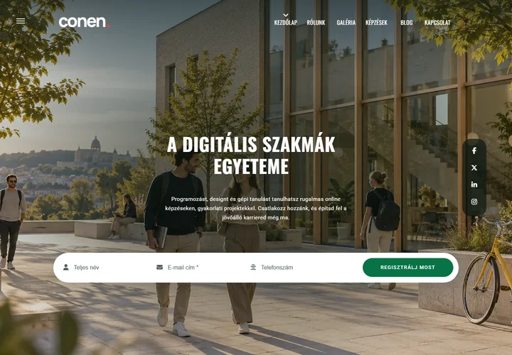 Digitális oktatási platform és online kurzusok – a sablon nyitóoldala