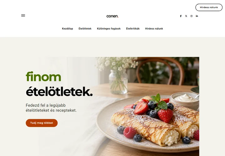 Finom ételötletek és gasztronómiai kritikák magazinja – a sablon nyitóoldala