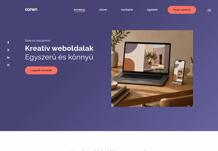 Kreatív webfejlesztő és dizájner szabadúszó csapat – a sablon nyitóoldala