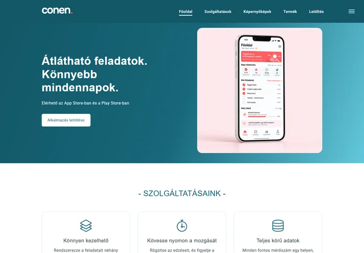 Egyedi mobilalkalmazás-funkciók és szoftverbemutató – a sablon nyitóoldala