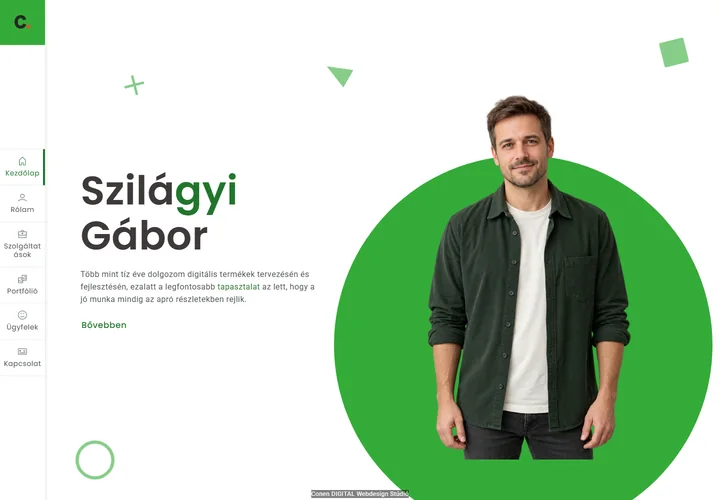 Alkalmazástervező és UI/UX tervező egyéni profilja – a sablon nyitóoldala