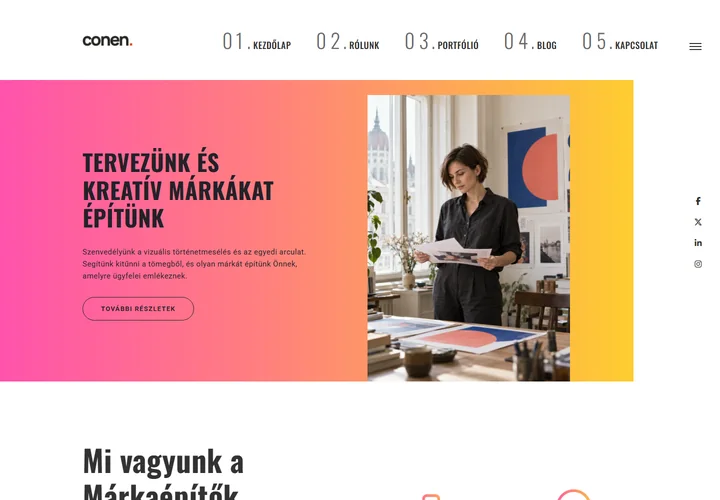 Kreatív márkaépítő és logótervező stúdió – a sablon nyitóoldala