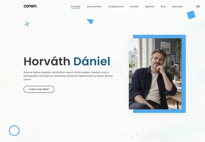 UI/UX tervező és webfejlesztő szakmai önéletrajza – a sablon nyitóoldala