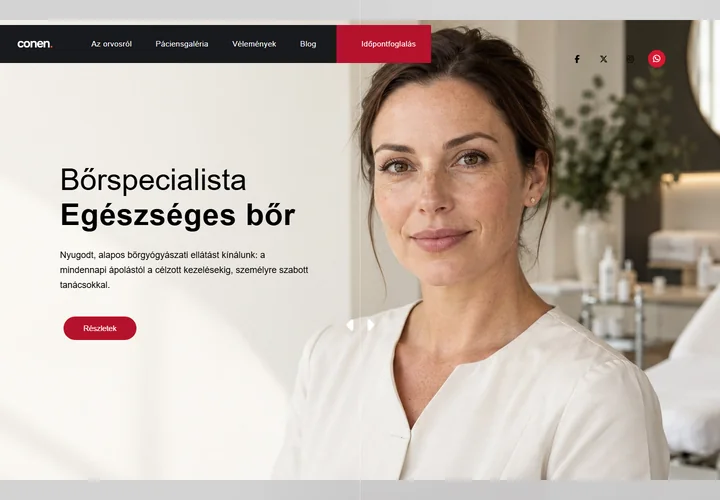 Bőrgyógyász szakorvosi és bőrkezelési magánrendelő – a sablon nyitóoldala