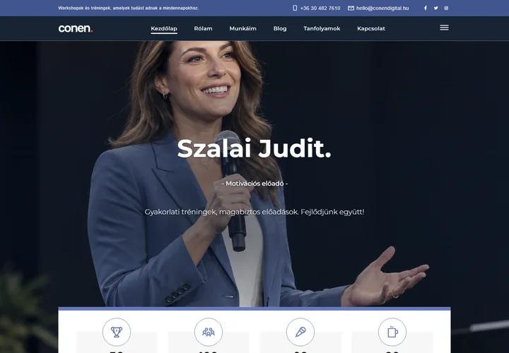 Workshopok, tréningek és szakmai kurzusok – a sablon nyitóoldala