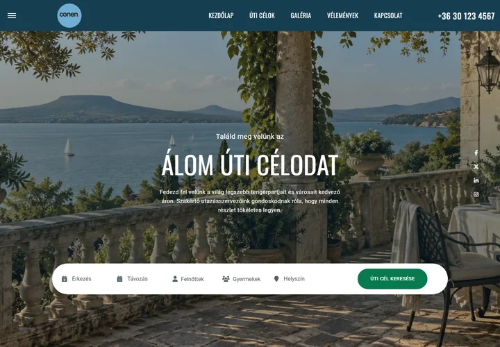 Luxus utazásszervezés és álom úti célok – a sablon nyitóoldala