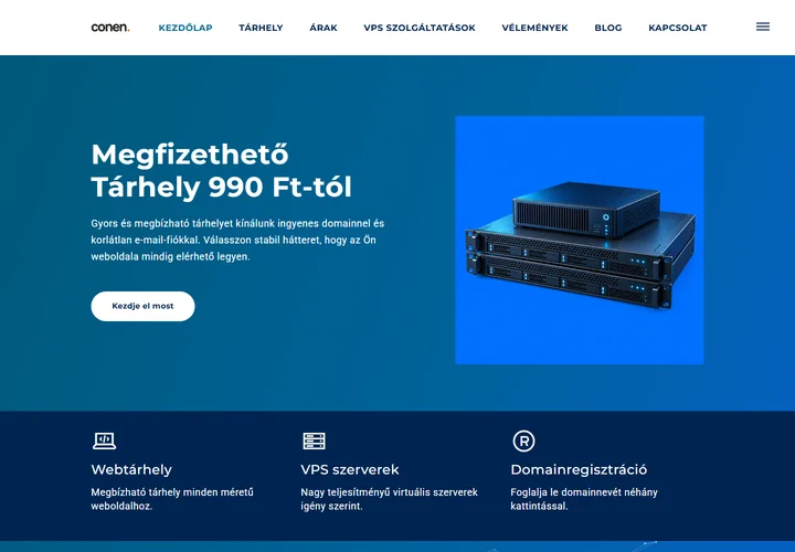 Megfizethető VPS szerverek és domain regisztráció – a sablon nyitóoldala