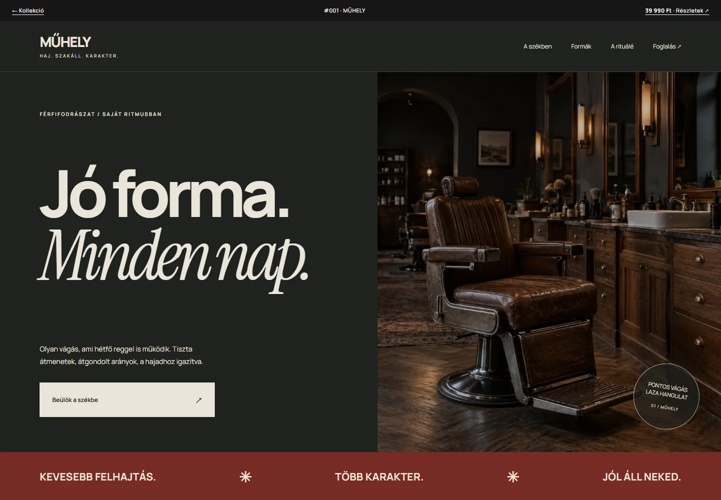 Fodrászat és barbershop – a sablon nyitóoldala