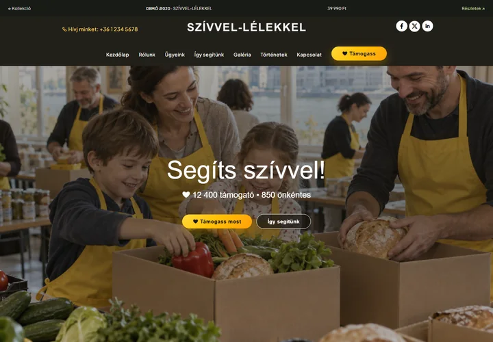 Jótékonyság és közösségi segítség – a sablon nyitóoldala