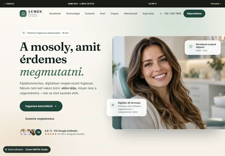 Fogászati stúdió – a sablon nyitóoldala
