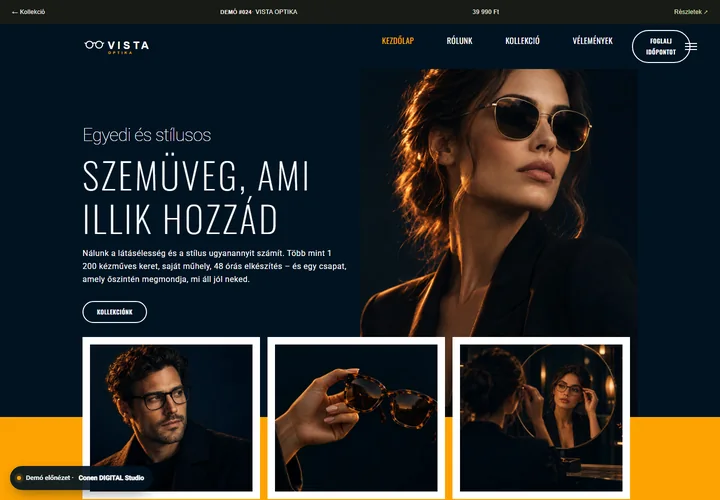 Optika és szemüvegüzlet – a sablon nyitóoldala
