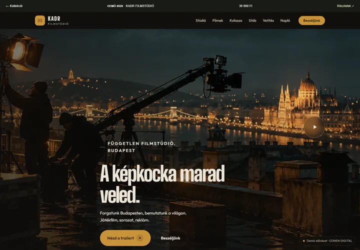Filmstúdió és produkció – a sablon nyitóoldala