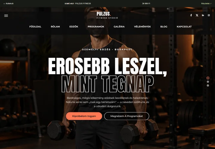 Személyi edzés és fitneszstúdió – a sablon nyitóoldala