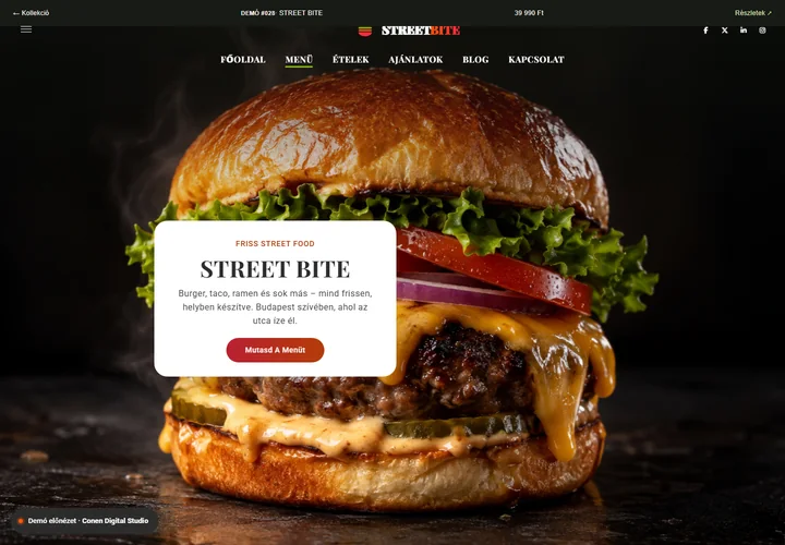 Street food és vendéglátás – a sablon nyitóoldala