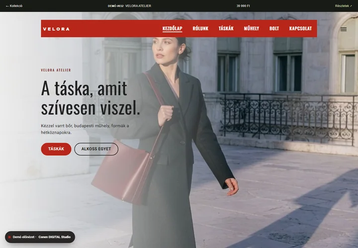 Táskamárka és divatkiegészítők – a sablon nyitóoldala