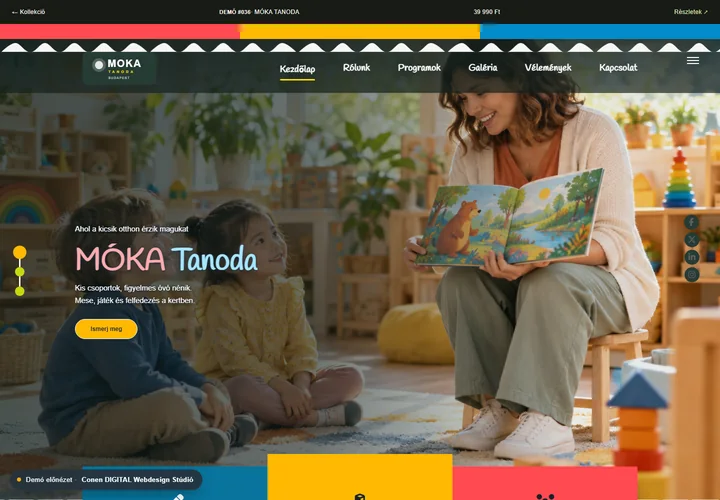 Gyermekfoglalkozások és tanoda – a sablon nyitóoldala