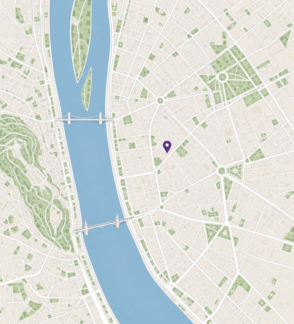 Budapest belvárosának stilizált térképe