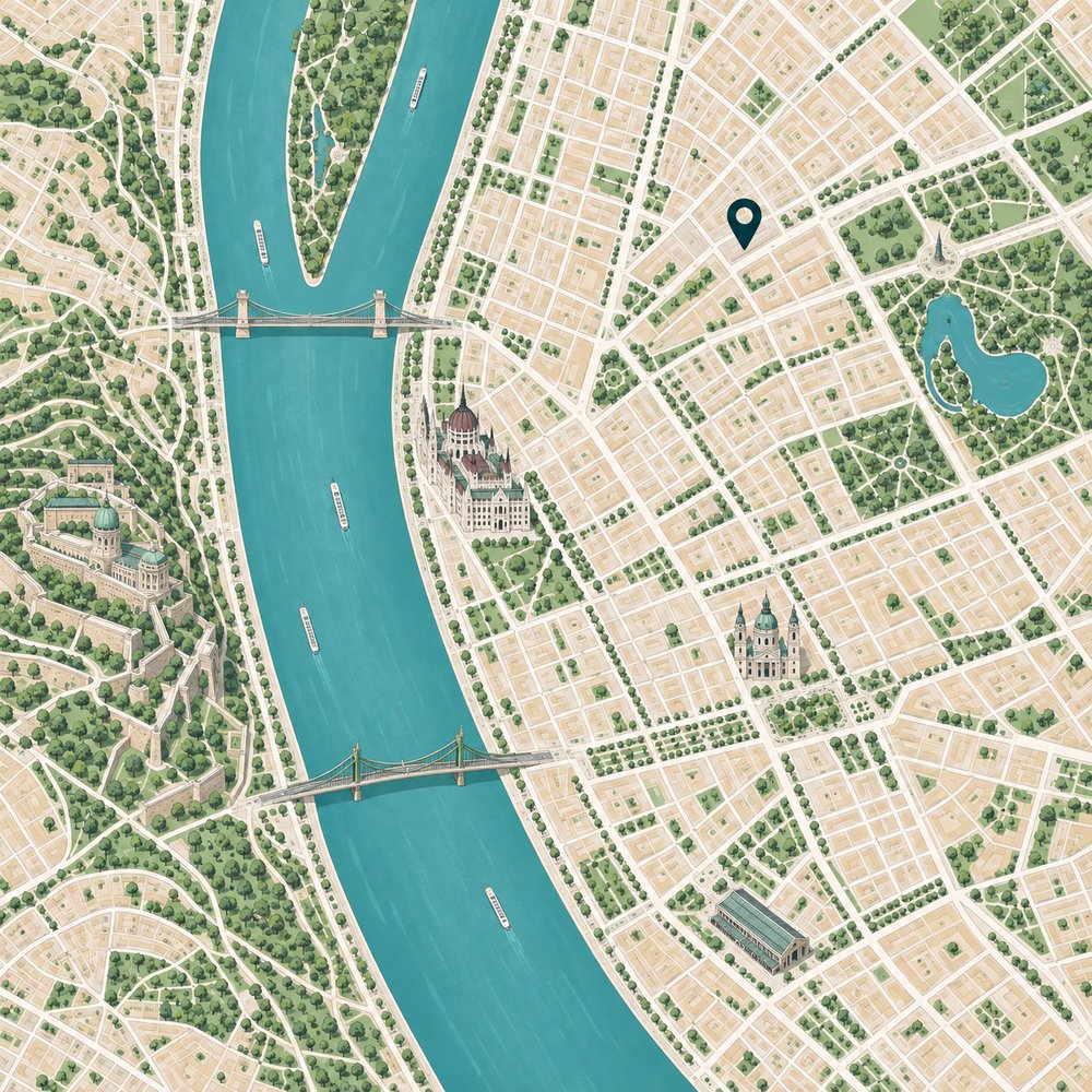 Budapest stilizált várostérképe