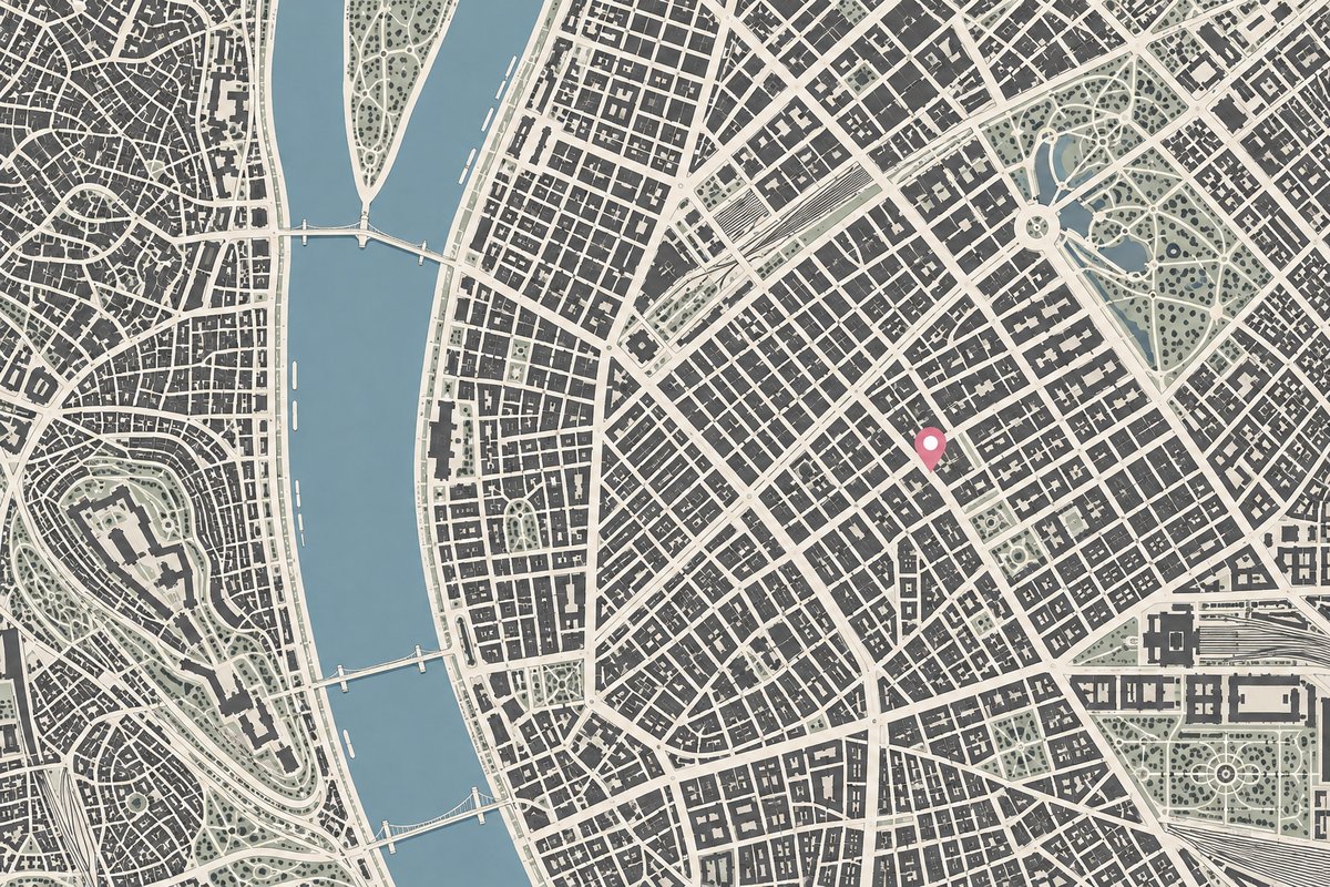 Budapest stilizált térképe – tájékoztató illusztráció