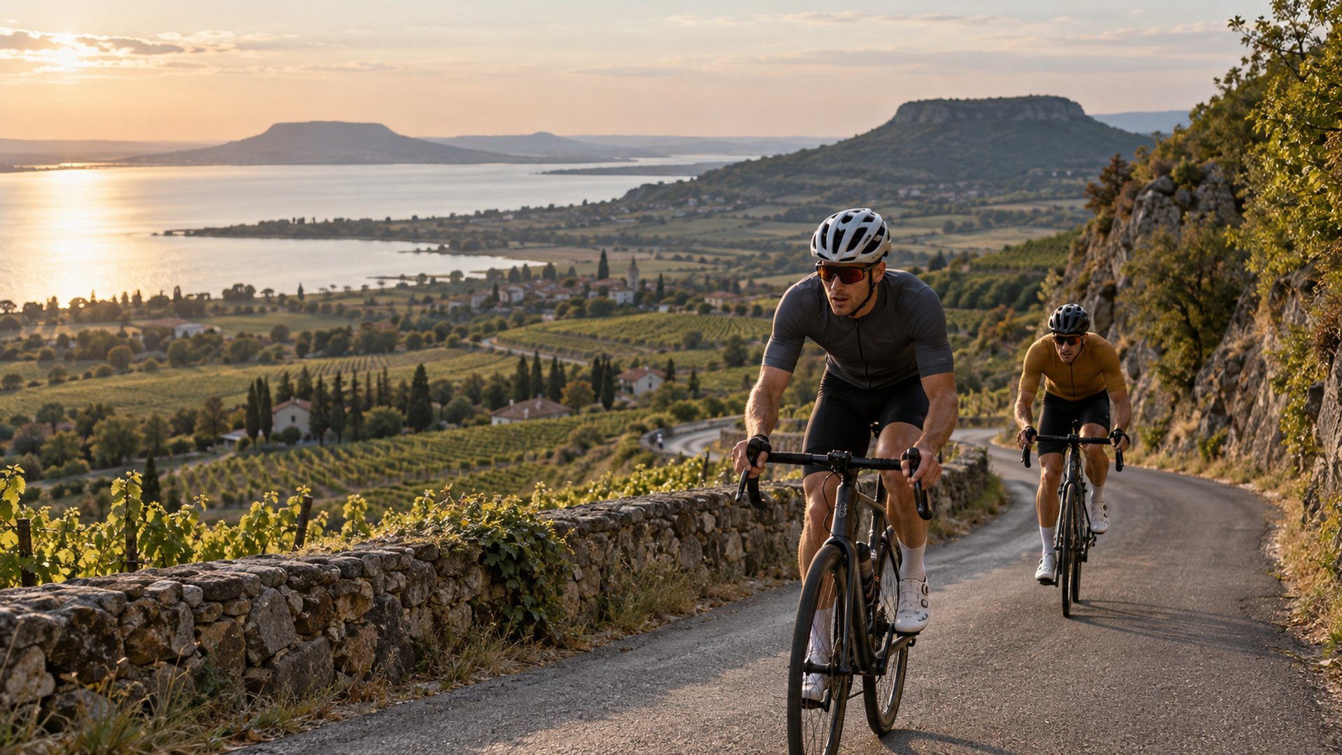 Országúti kerékpárosok a Balaton-felvidéken