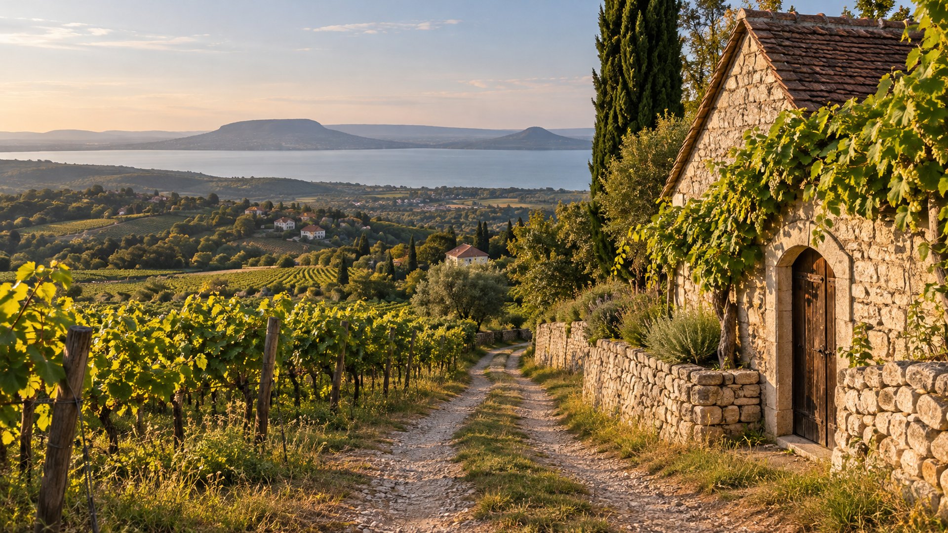 Szőlőhegyi út a Balaton-felvidéken