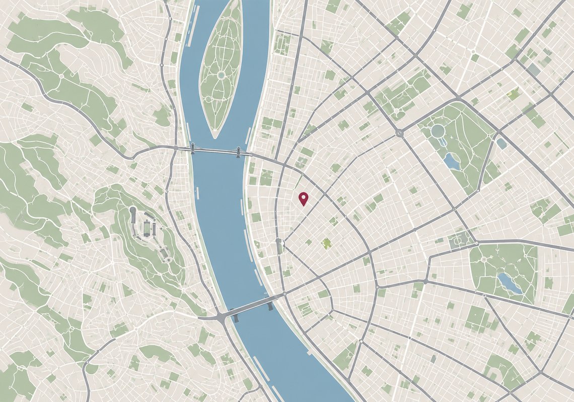 Budapest stilizált térképe – illusztráció, nem navigációs térkép