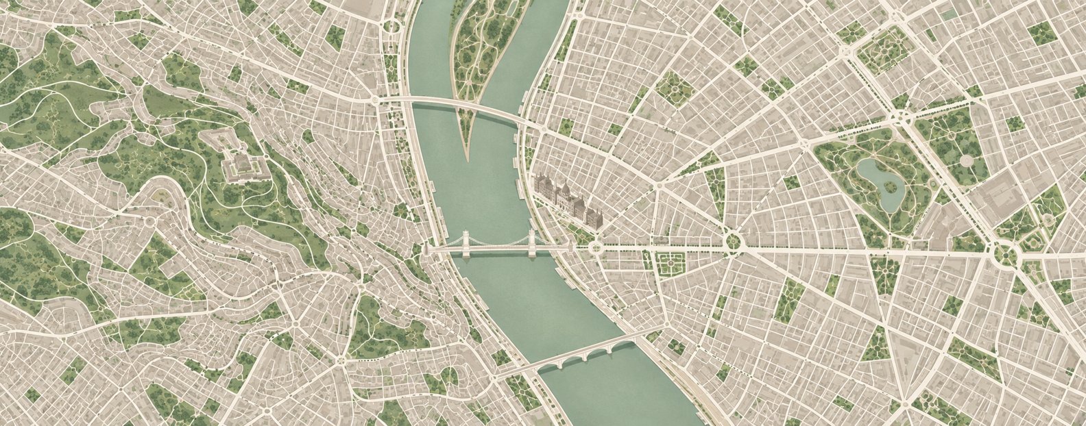 Budapest ihlette sematikus várostérkép