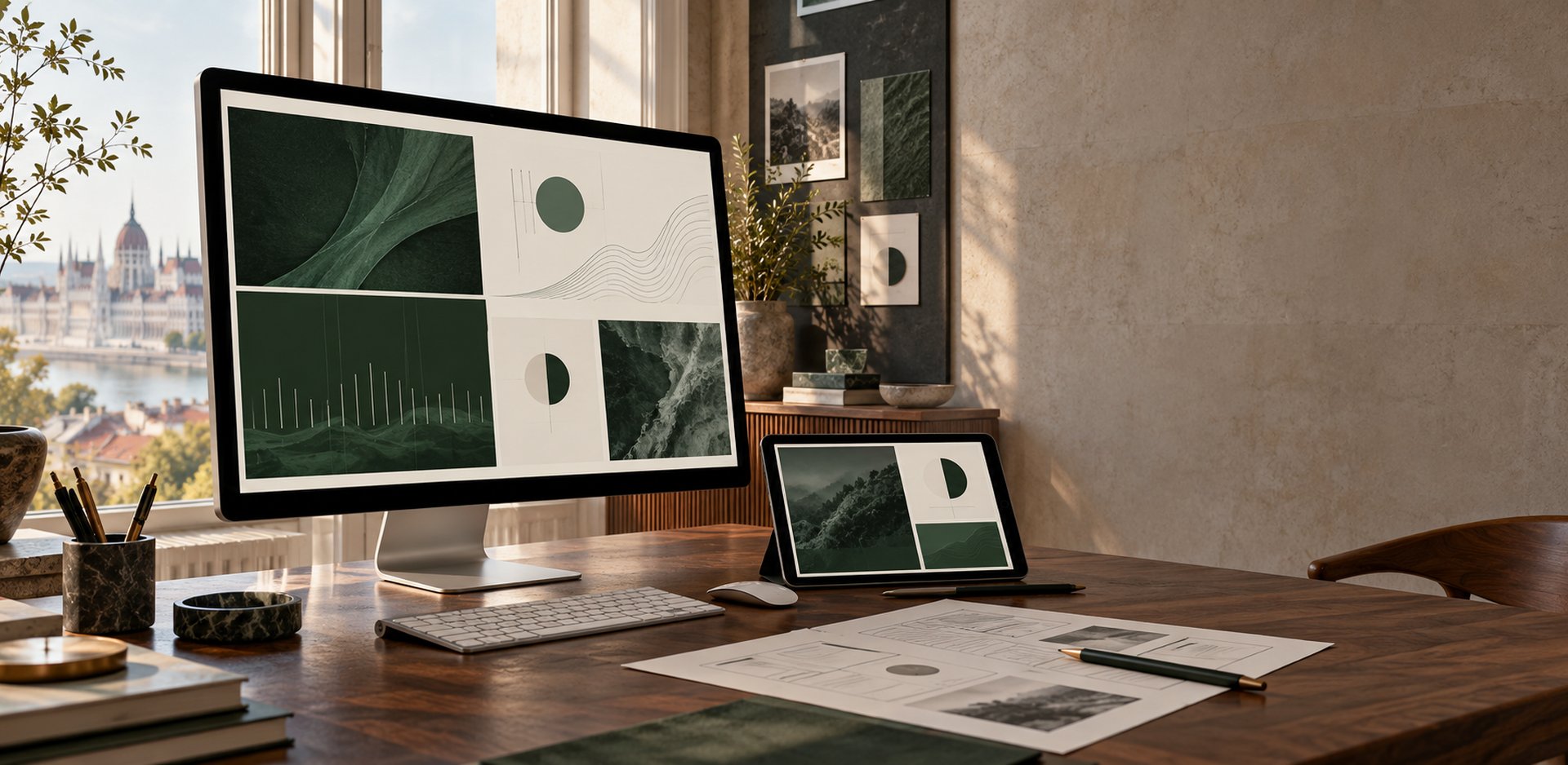Digitális arculat monitoron és táblagépen