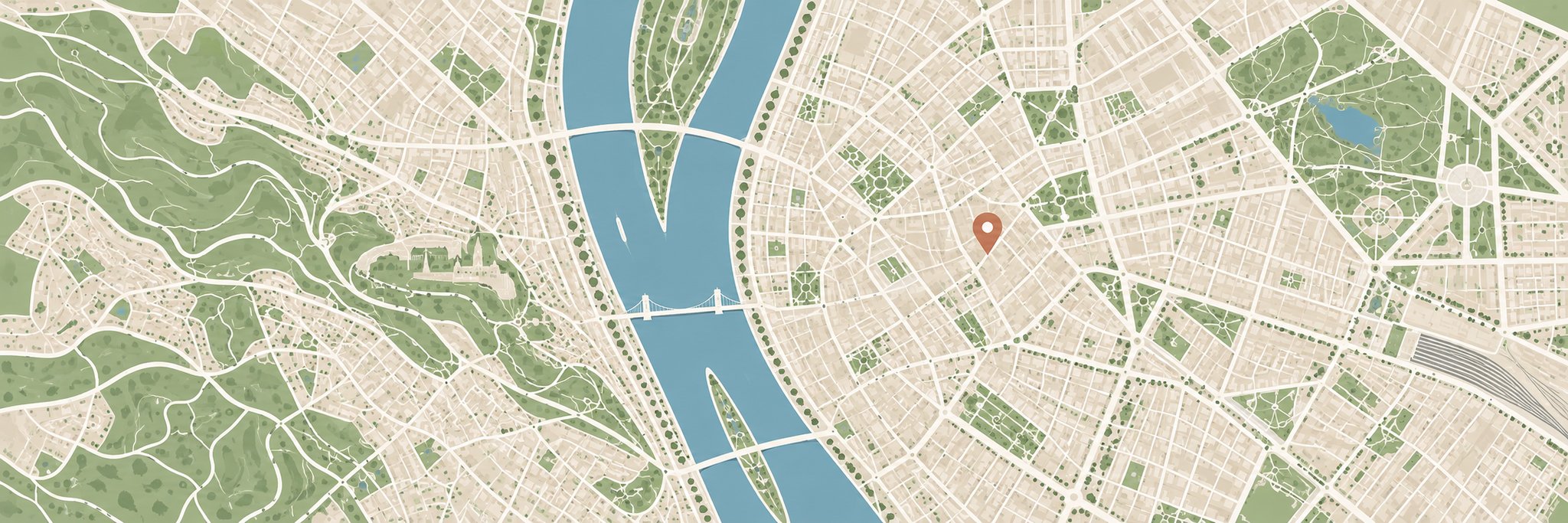 Budapest hangulatát idéző, illusztratív várostérkép