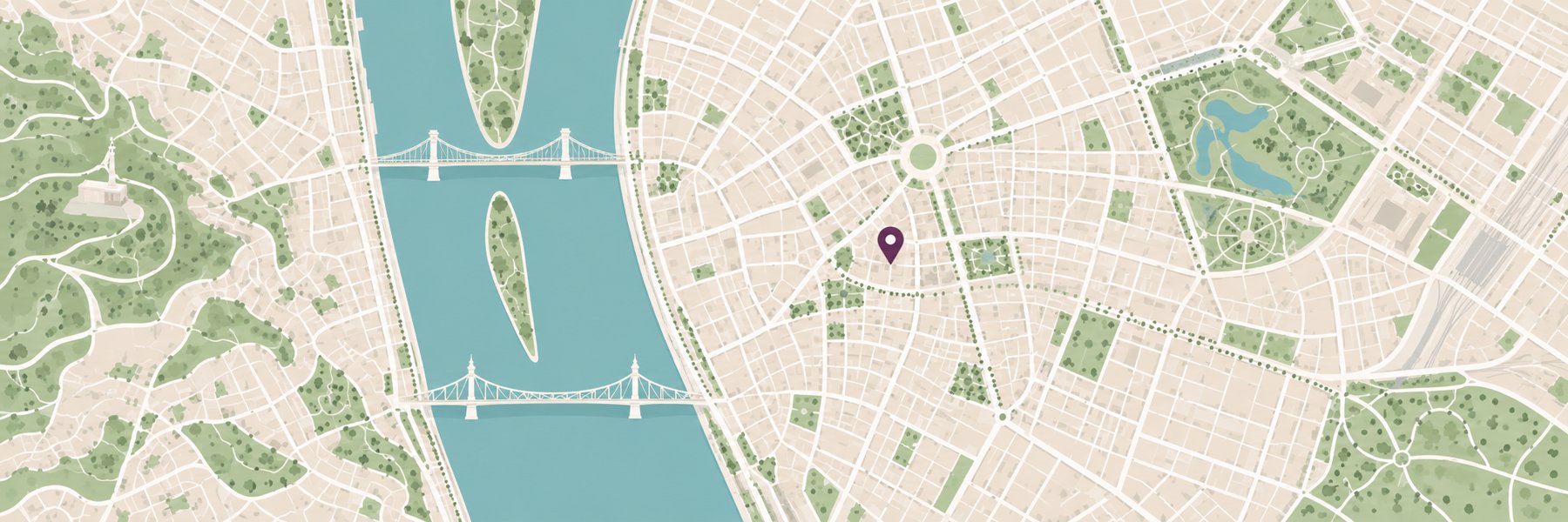 Budapest hangulatát idéző, illusztratív várostérkép